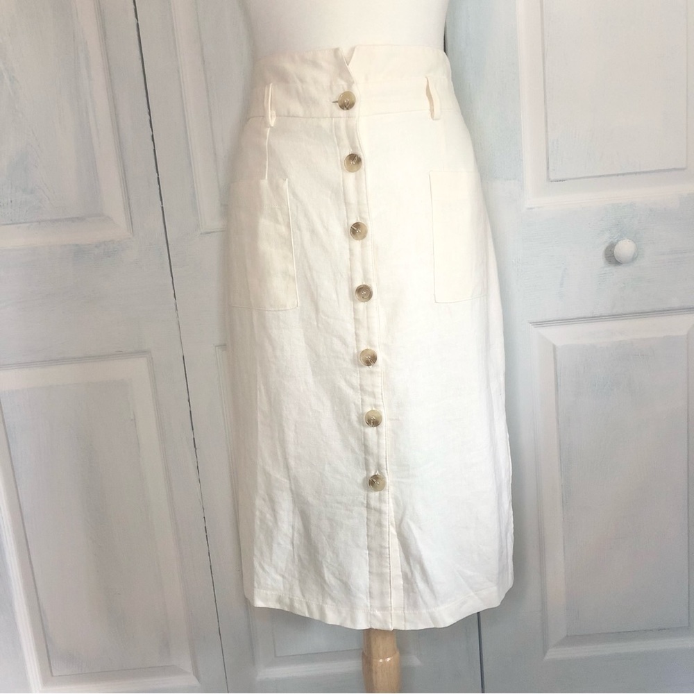 June & Hudson Linen Button Down Skirt Size 1